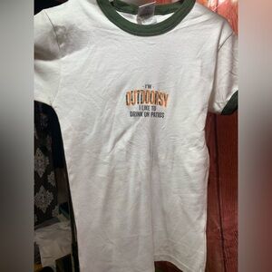 Woman’s White and Green Outdoor Graphic Tee Upcycled